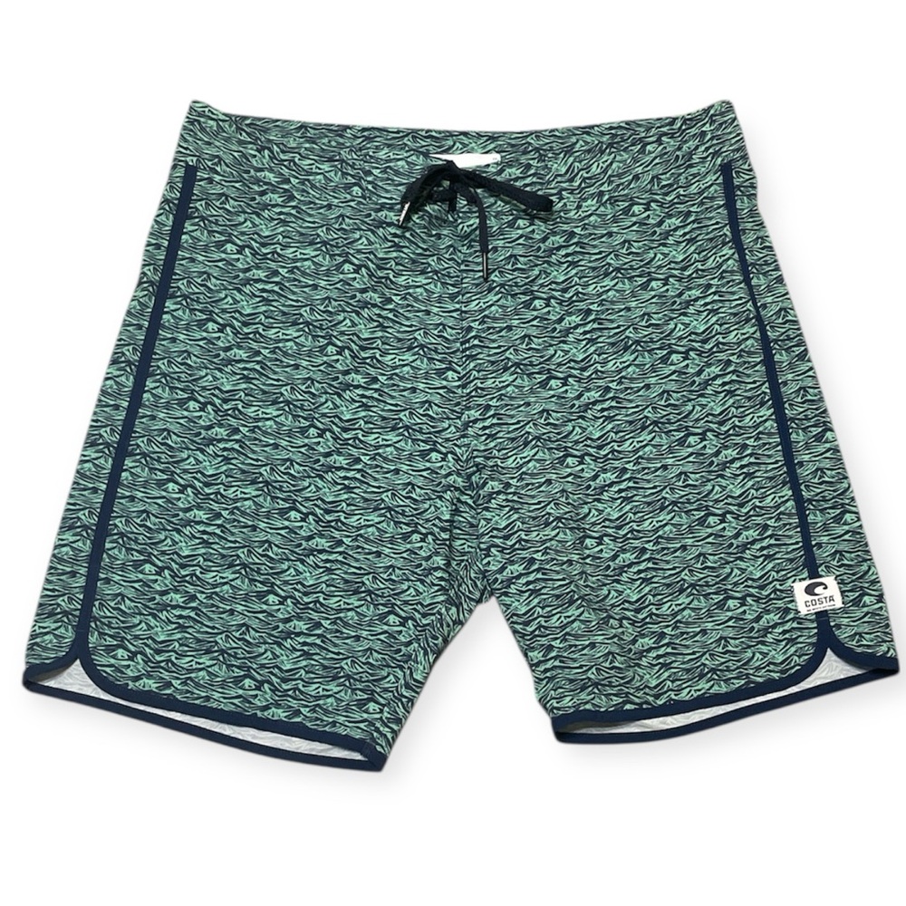 NWT Costa Boardshorts Waist 36 Wave Pattern Fishing Coast Boating Swim Trunks